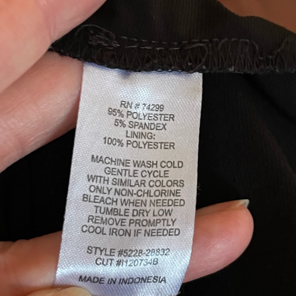 En Focus Black White Animal Print Dress V Neck sz 14 sleeveless spandex tie back - Picture 13 of 13